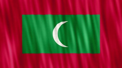 Maldives National Flag. Seamless loop animation closeup waving. 