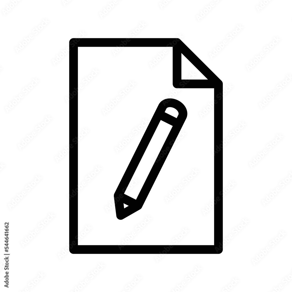 Poster paper line icon illustration with pencil. suitable for icon write. icon related to document. simple 