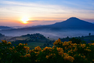 sunset in the mountains