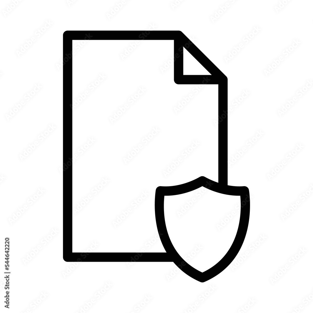 Aufkleber paper line icon illustration with shield. suitable for protect document, file. icon related to docum