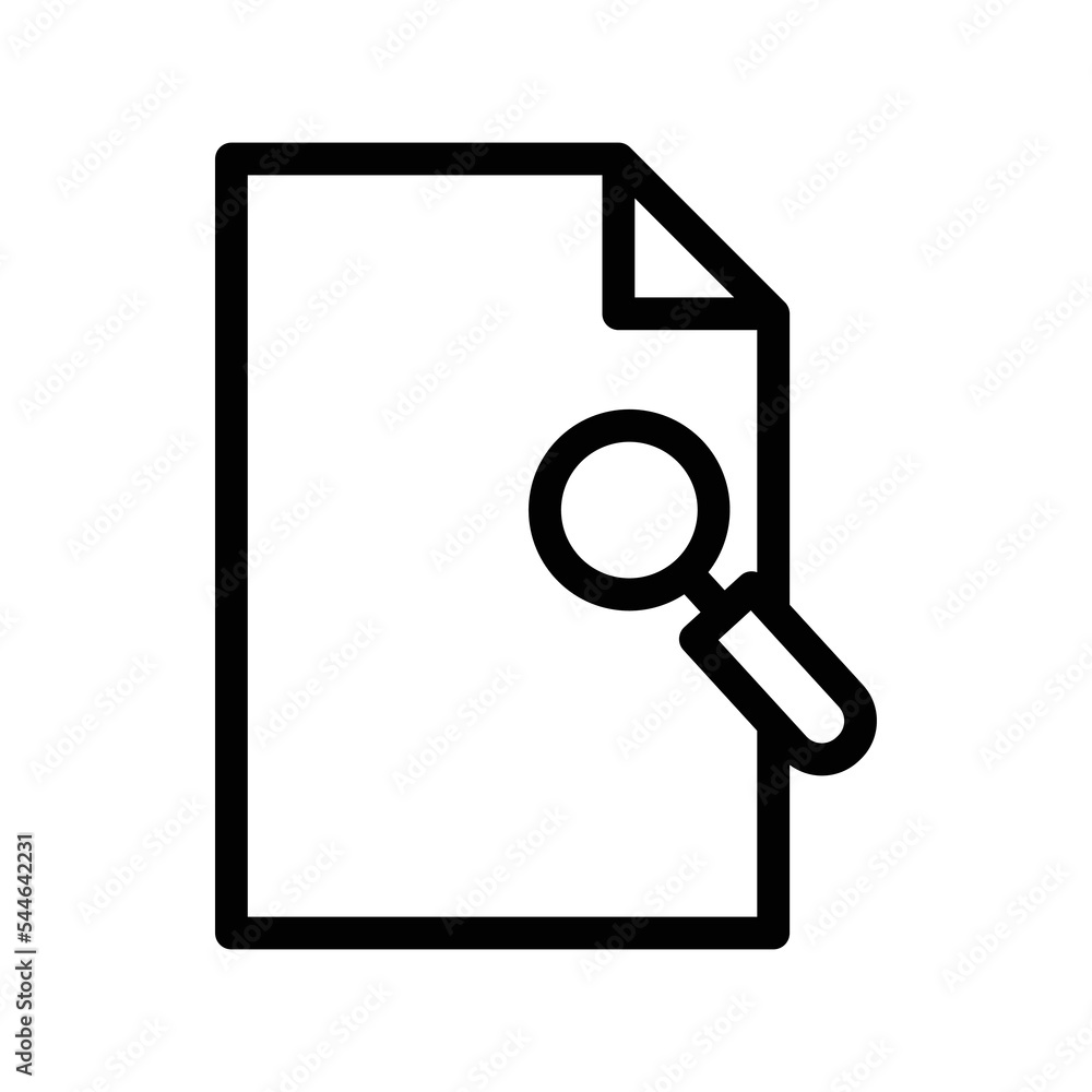 Poster paper line icon illustration with search. suitable for search document, file. icon related to docume