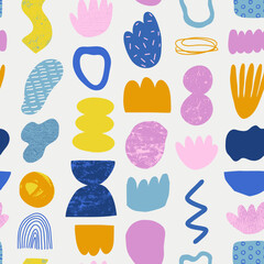 Seamless pattern with abstract pieces. Modern. Vector Hand drawn background for design and card, covers, package, wrapping paper.