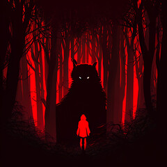 Silhuette Image of a dark Little Red Riding Hood Scene