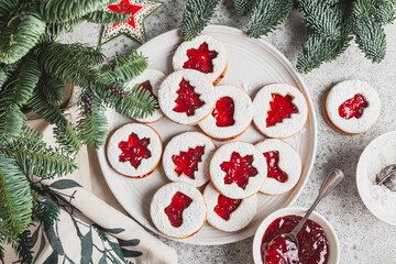 Linzer cookies with jam.