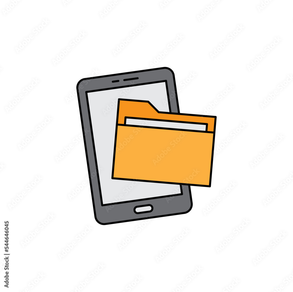 Poster mobile sharing file folder icon in color, isolated on white background