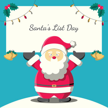 Santas List Day background. Design with cartoon style.