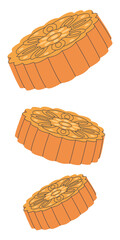 Mooncakes isolated on white background. Chinese traditional festive treat for the new year. Flat vector illustration, eps10