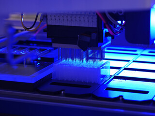 Blue processing DNA laboratory equipment