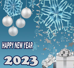 happy new year celebrate with new creative background and wallpaper with white ornament in vector and decorated this event in winter season and this party with friends and family.