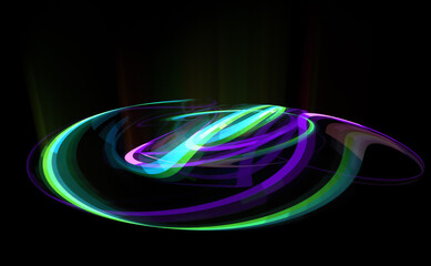 Glow swirl light effect. Circular lens flare. Abstract rotational lines. Power energy element. Luminous sci-fi. Shining neon lights. Magic arena. Swirl trail effect. Glint scene. Dynamic ellipse.