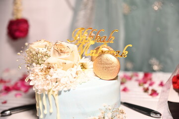 wedding cake decorated with flowers