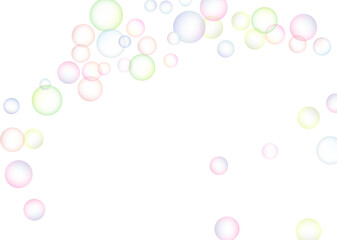 Soap bubbles randomly flew on a white background. Background design. Vector