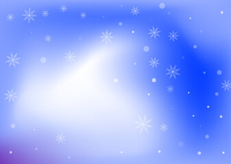 Snowflakes. Snow, snowfall. Falling scattered white snowflakes on a white-blue gradient background. Vector