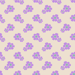 Seamless violet flower geometric pattern. Vector graphic for textile
