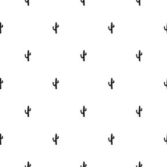 Seamless pattern with hand drawn mexican cactus. Wild desert ornament on white background. Vector illustration. Hipster holiday wallpaper.