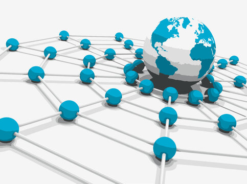 Concepto de internet y trabajo en grupo.Mapa mundial y redes de comunicacion.