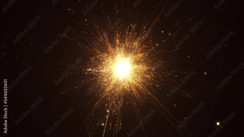 Poster 4k abstract bokeh lights. isolated on background. bright golden light in center. seamless loop parti
