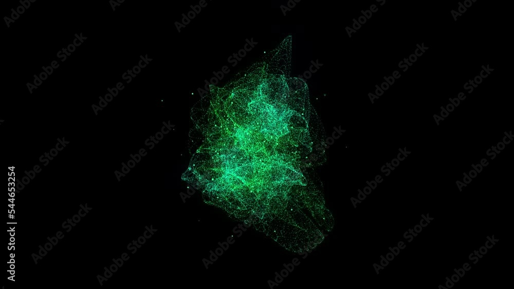 Poster 4k abstract bokeh lights. isolated on background. green technology particle sphere. seamless loop. 6