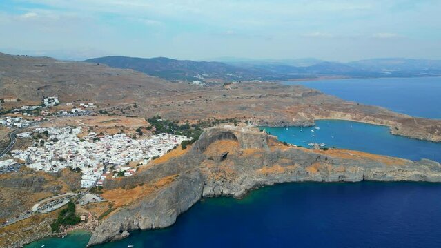 Lindos is a town on the Greek island of Rhodes. It&rsquo;s known for its clifftop acropolis, which features monumental 4th-century gates and reliefs from about 280 B.C.