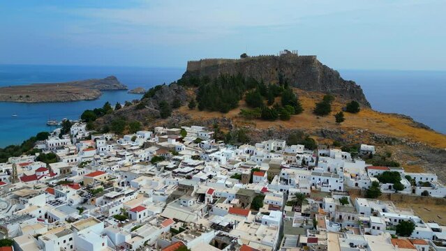 Lindos is a town on the Greek island of Rhodes. It&rsquo;s known for its clifftop acropolis, which features monumental 4th-century gates and reliefs from about 280 B.C.