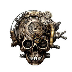 Fototapeta na wymiar Steampunk skull. Digital illustration. Isolated on white background.