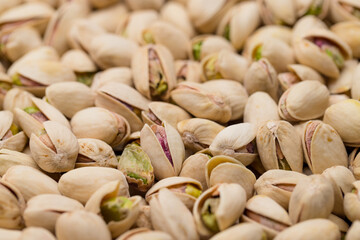 Stack of pistachio nut snack