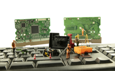 little figures try to hack the computer system