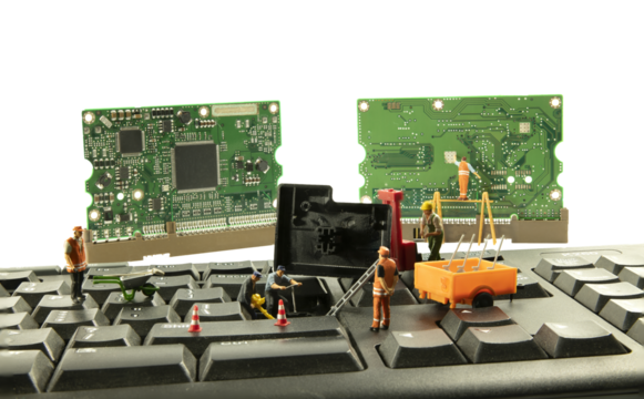 little figures try to hack the computer system