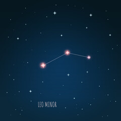 Constellation Leo Minor scheme in starry sky. Open space. Vector illustration Leo minor constellation in open space through a telescope © iryna