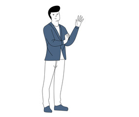 Businessman, office worker. Cartoon illustrations of man wearing business suit and standing in different poses.