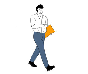 Businessman, office worker. Cartoon illustrations of man wearing business suit and standing in different poses.