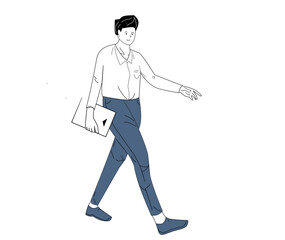 Businessman, office worker. Cartoon illustrations of man wearing business suit and standing in different poses.