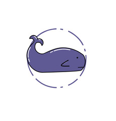flat underwater habitat icon of Whale