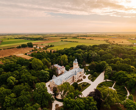 Wenckheim castle in Szabadkigyos village Hungary. German neo-Renaissance building was drawn up by Mikl&oacute;s Ybl. J&oacute;zsef Nuszbek supervised the construction work. The castle renewed betweenű- 2019 - 22,