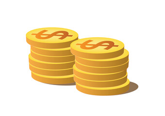 Two stacks of golden coins with dollar sign
