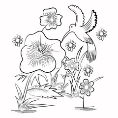 vector illustration. Flower with bird vector premium eps file