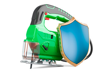 Naklejka premium Jigsaw power with shield, 3D rendering