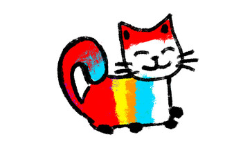 Kitten happy and colourful doodle cute draw