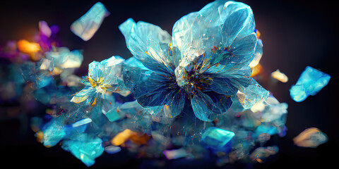 Naklejka na ściany i meble abstract colorful crystal flowers as nature wallpaper background