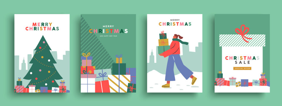 Christmas sale with gift box collection card