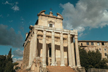 Fototapeta na wymiar Antoninus and Faustina Temple - Rome Italy - Roman Forum