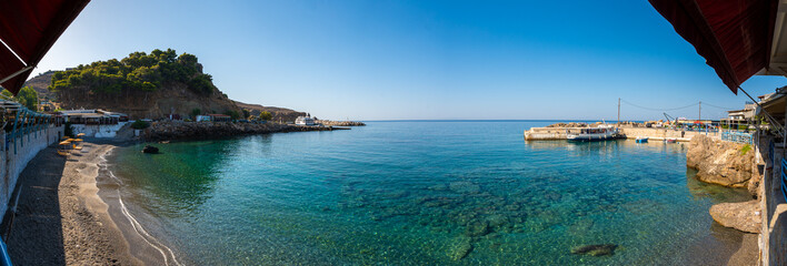 Fototapeta na wymiar Panoramic view of beautiful village Chora Sfakion, Chania, Crete, Greece.