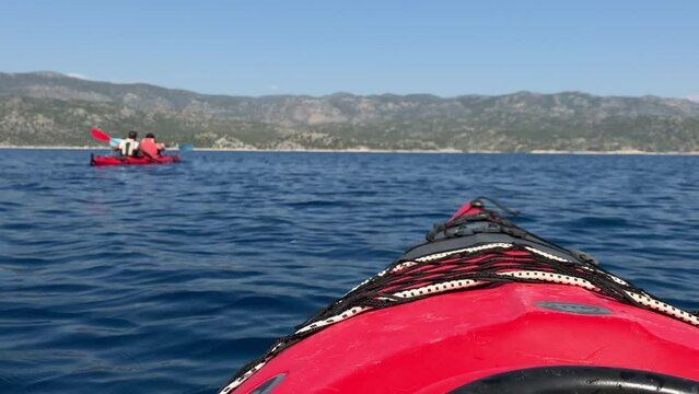First Person Point of View of Sea Kayaking in the Mediterranean 	