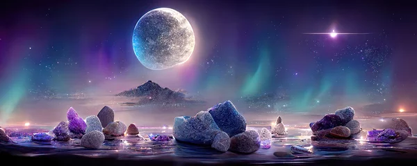 Poster Im Rahmen schöne bunte Nachtlandschaft der Fantasie als Tapetenhintergrund © Gbor