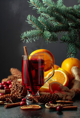 Hot Christmas drink with spices.