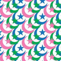 Seamless pattern background design with colorful moon and stars	