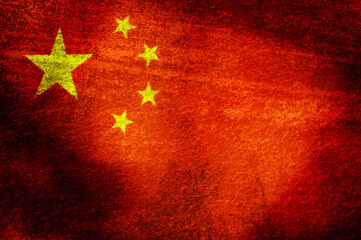 Grunge and dirty background China  national flag.