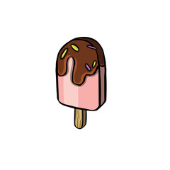dessert ice cream popsicle with chocolate and vector illustration
