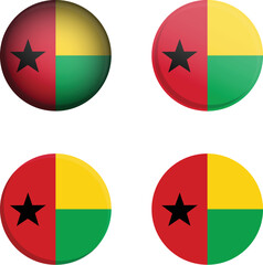 Round Country Flag in different styles disc badge vector illustration Guinea Bisseau