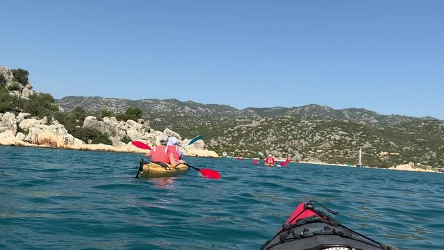 First Person Point of View of Sea Kayaking in the Mediterranean 	